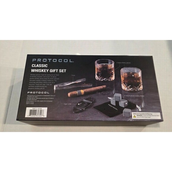 Whiskey Gift Set 2 Glasses, Stones, Tongs and Cigar Cutter - NEW - Picture 3 of 3